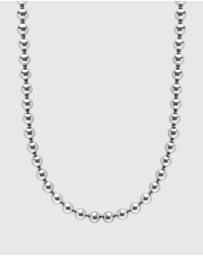 Nialaya Jewellery - 8mm Metallic Pearl Necklace with Silver