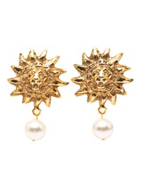 Pre-Loved by Azura Reborn - Pre-Loved CC Gold Plated Faux Pearl Lion Head Drop Clip On Earrings