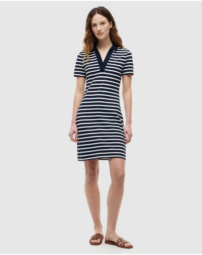 Tommy Hilfiger - Slim Open V-Neck Polo Dress