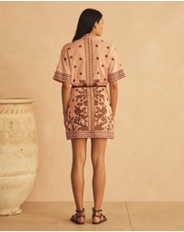 AUR OCEA - Embroidered Mini Shirt Dress