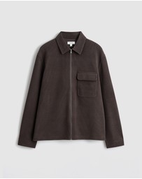 COS - Corduroy-Jersey Zip-Up Overshirt