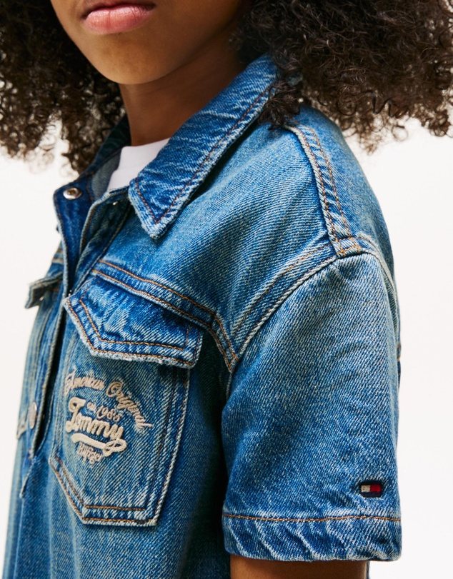 Tommy Hilfiger - Logo Embroidery SS Denim Dress - Teens