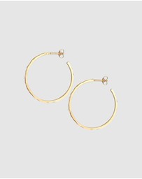 Elli Jewelry - Earrings Creoles plug hammered in 925 sterling silver gold plated