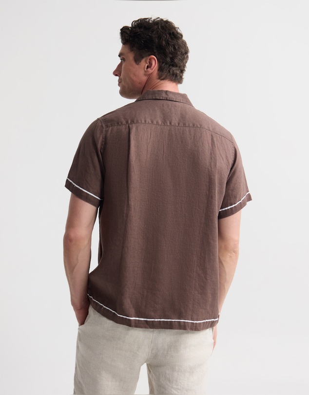 Oxford - Cooper Short Sleeve French Linen Piping Shirt