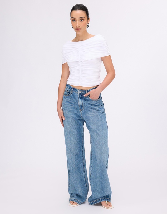 Minima Esenciales - Saffron Jersey Ruched Top