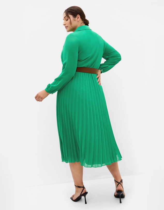 City Chic - Plus size Honey Lane Pleat Midi Dress - kelly green