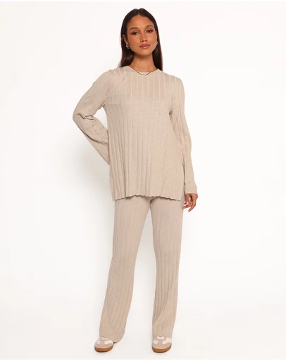 Petal & Pup - Silvie Long Sleeve Knitted Set - Oatmeal