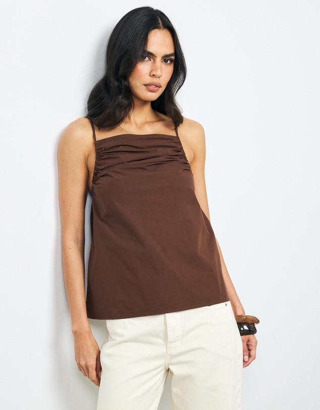 AERE - Zara Ruched Poplin Top