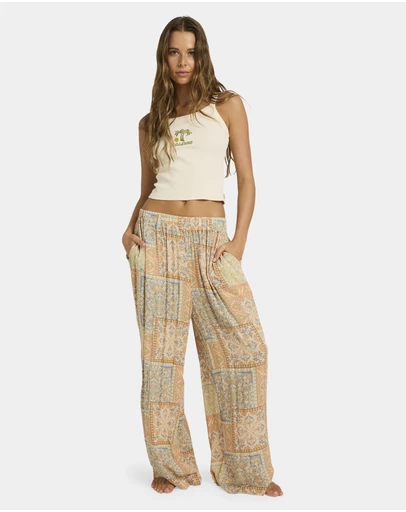 Billabong - Womens Follow Me Elastic-waist Linen Pants