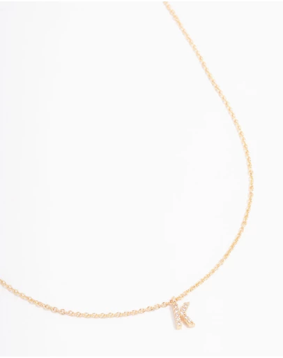 Lovisa - Gold Plated Cubic Zirconia Letter K Necklace