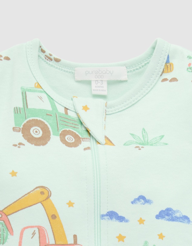 Purebaby - Short Sleeve Sleep Pyjama Zip Growsuit -Kids-Babies