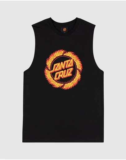 Santa Cruz - Flame Ringed Dot Front Muscle Tee - Teens
