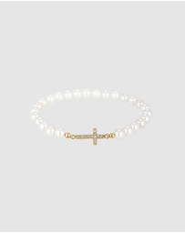 Elli Jewelry - Bracelet with Pearls Cross Crystals 925 Sterling Silver Gold-plated