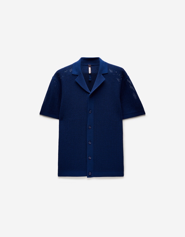 Calibre - Eyelet Mesh Knit Shirt Delft Blue