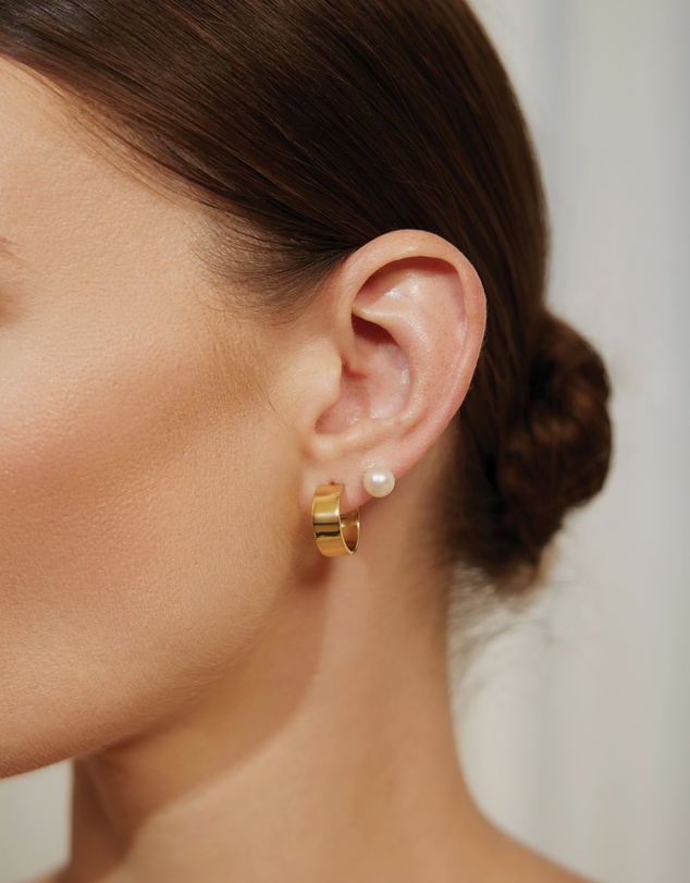 Ania Haie - Gold Flat Medium Hoop Earrings