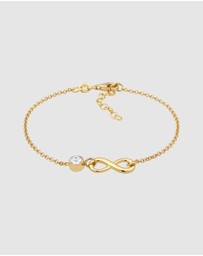 Elli Jewelry - Bracelet Women Infinity White Crystals 925 Sterling Silver Gold Plated