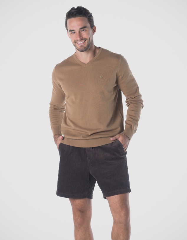 Coast Clothing - V-Neck Cotton Jumper - Natural