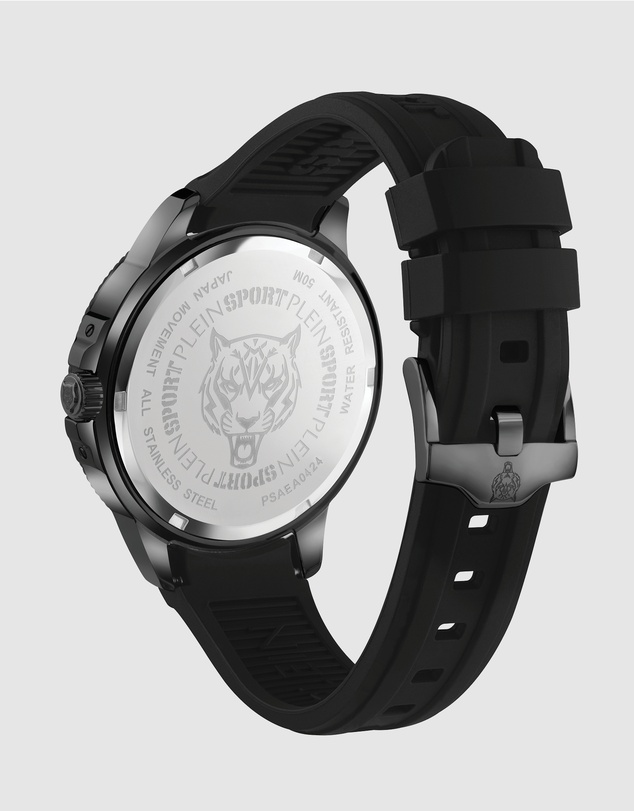 Plein Sport - PLEIN CITY RUSH 45mm Black dial and Black Silicone Strap