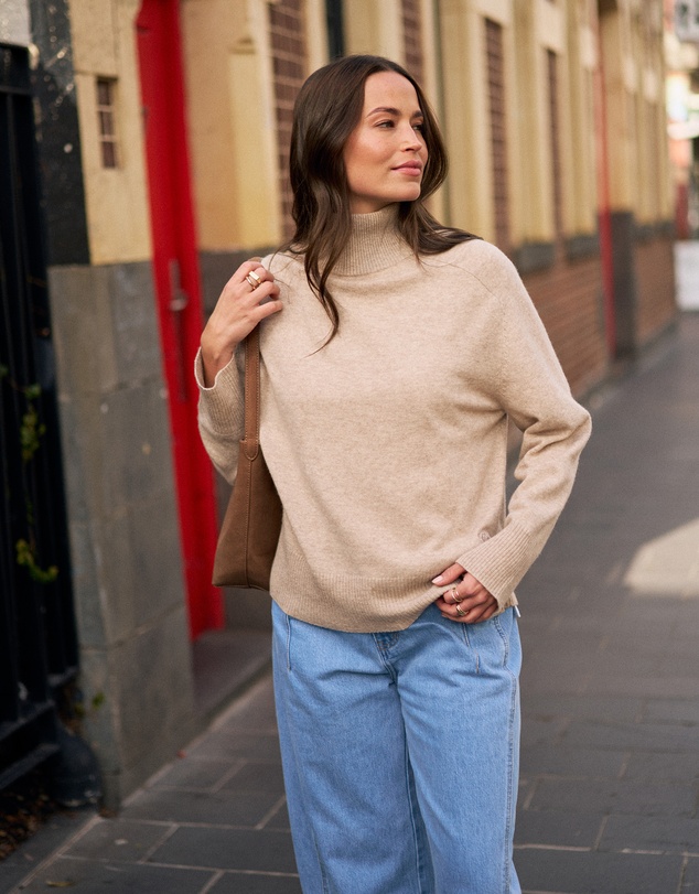 Ceres Life - Alex Oversized Knit Funnel Neck Pullover