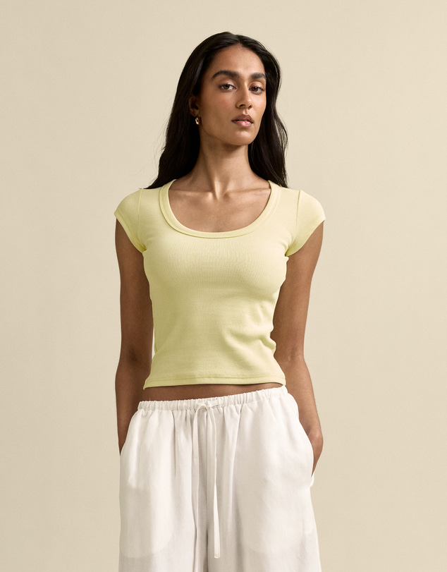 MVN - Ribbed Scoop Neck Top