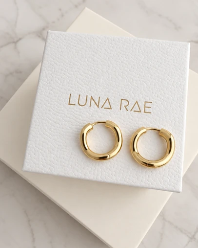 Luna Rae - Gold Vermeil Waved Hoops - Medium