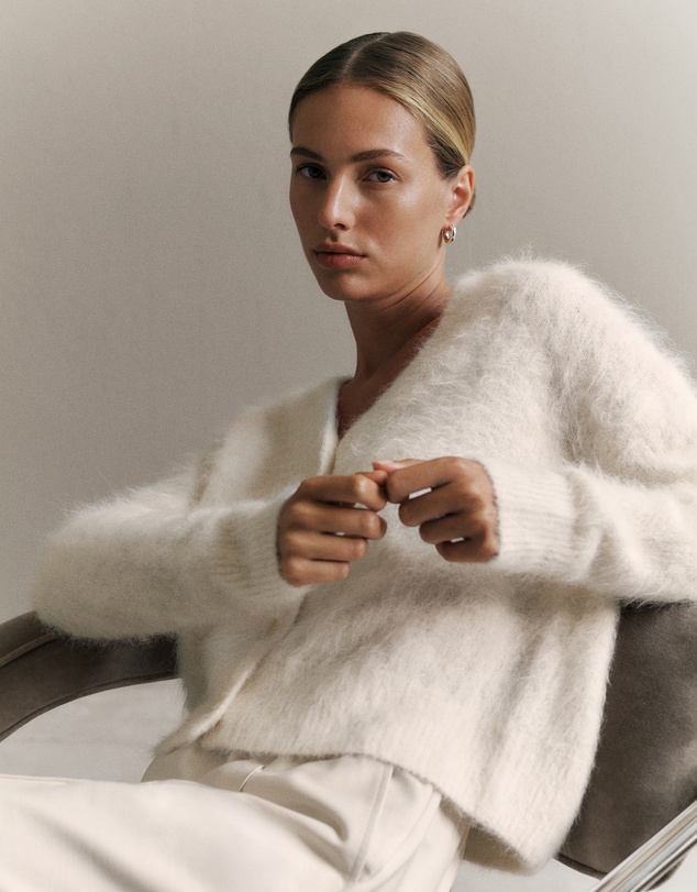 Trenery - Brushed Alpaca Cardigan in Marshmallow