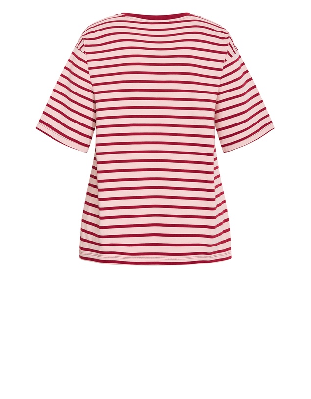 City Chic - Plus size Claire Stripe Cotton Tee -blush