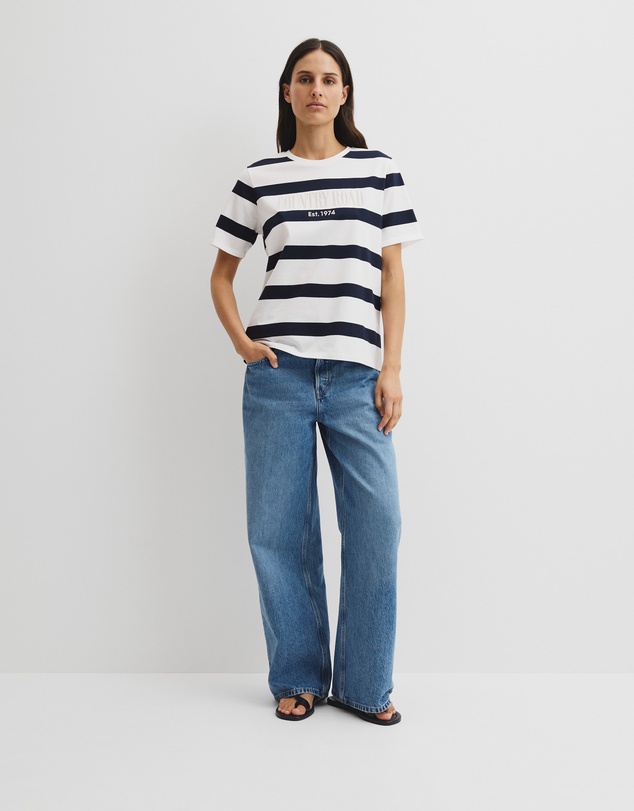 Country Road - Australian Cotton Stripe Heritage Embroidered T-shirt