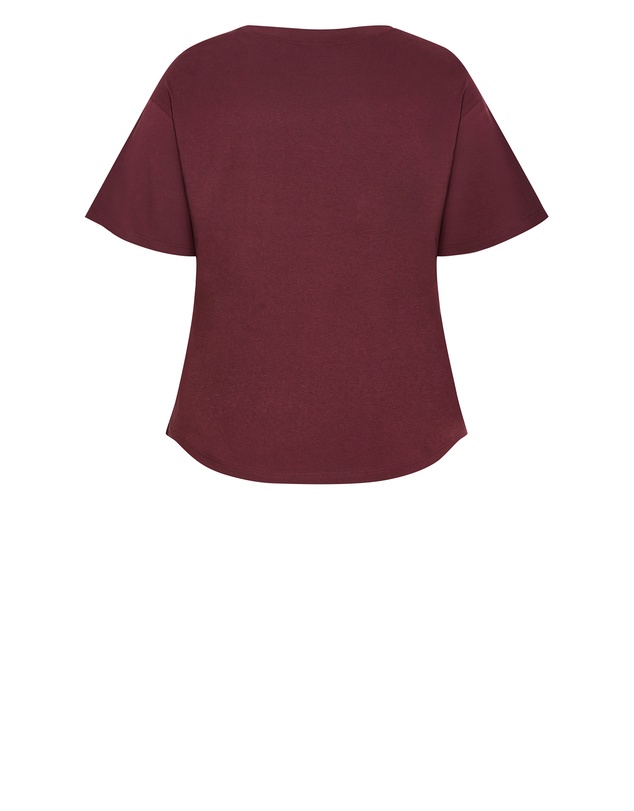 City Chic - Plus size Copenhagen Studio Cotton Tee - wildberry