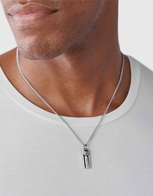 Diesel - Single Pendant Silver-Tone Necklace DX1116040