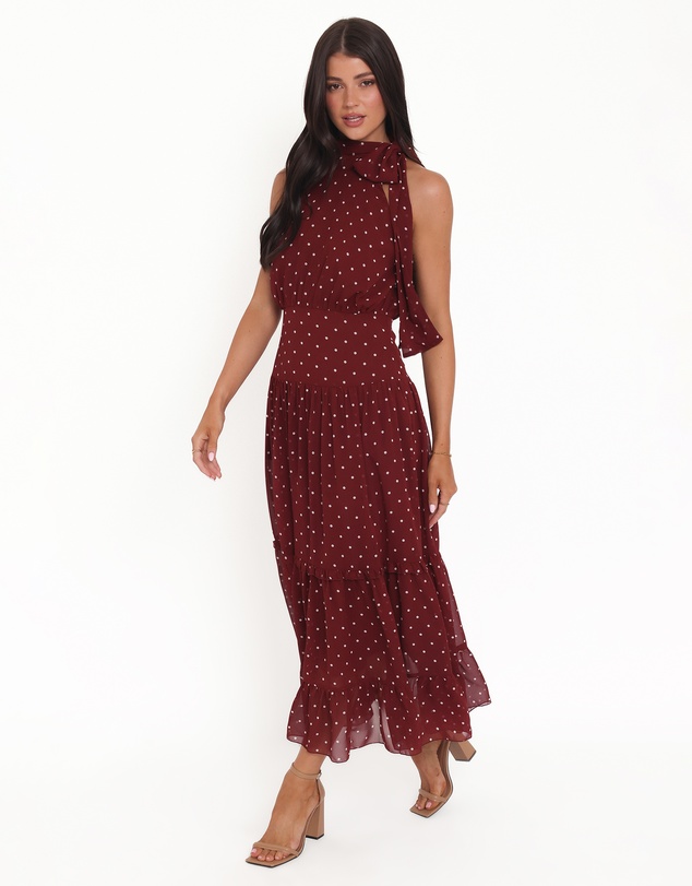 Petal & Pup - Leona Halterneck Maxi Dress - Red Polka Dot