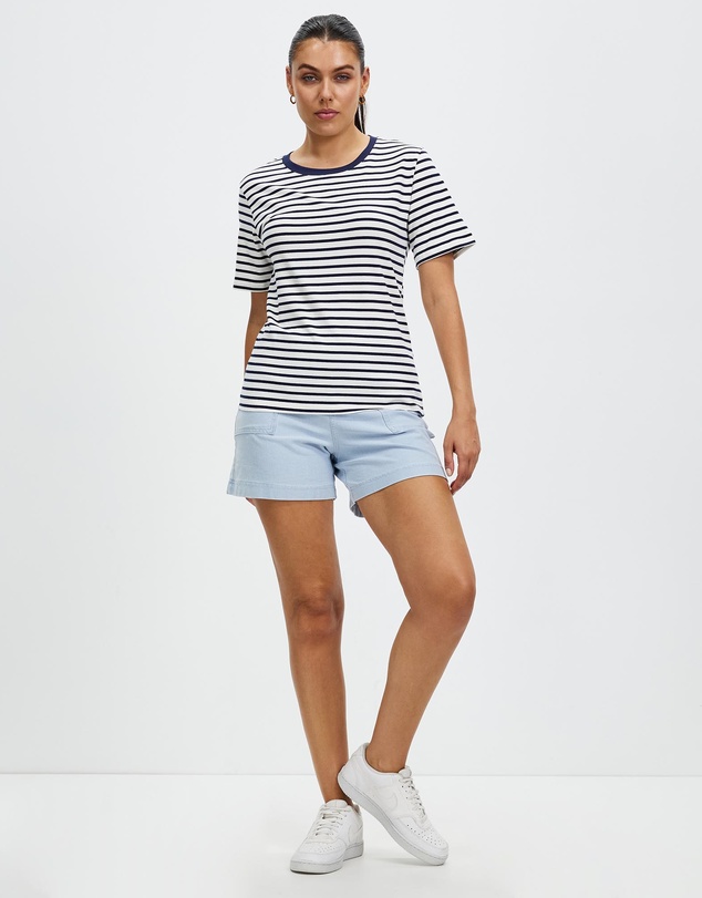 KAJA Clothing - Women's Striped Shirt Short Sleeve Tops Crewneck T-Shirt Basic Tees - Sibyl Top