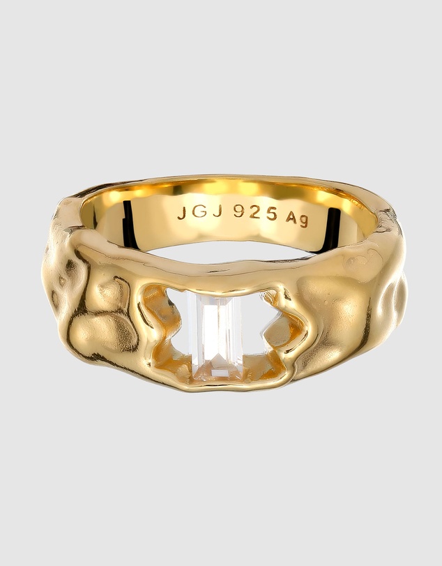 Elli Jewelry - Hammered Topaz Statement Ring in Gold-Plated 925 Silver