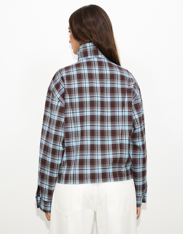 Dazie - Isla Funnel Neck Check Bomber Jacket