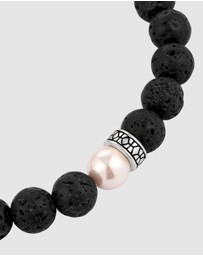 Kuzzoi - ICONIC EXCLUSIVE - Bracelet Male Lava Black Synthetic Pearl 925 Sterling Silver
