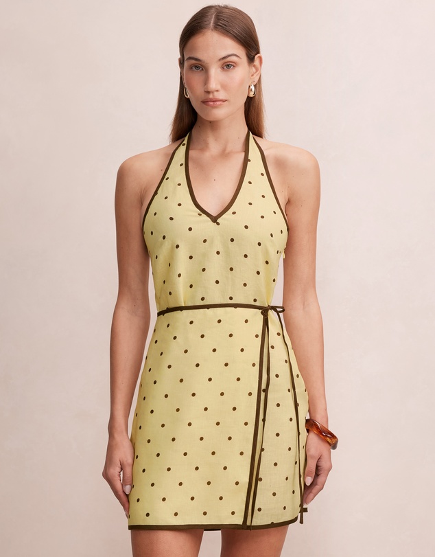 Forever New - Ava Wrap Halter Neck Linen Mini Dress