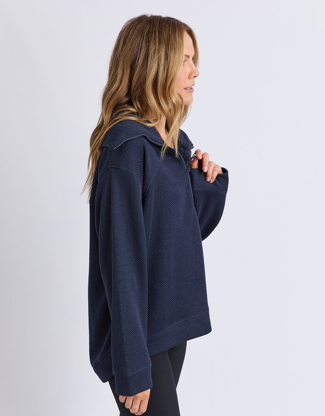 Foxwood - Huntsville Relaxed Zip Crew Navy