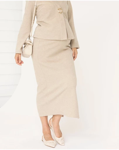Angel Maternity - Taylor Maternity Midi Skirt in Apricot