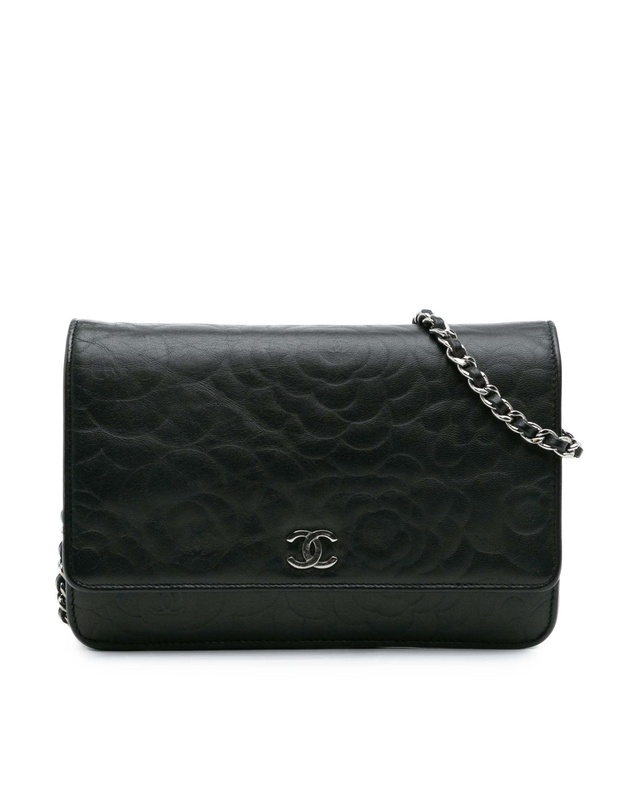 Pre-Loved by Azura Reborn - Pre-Loved Camellia Embossed Lambskin Wallet On Chain