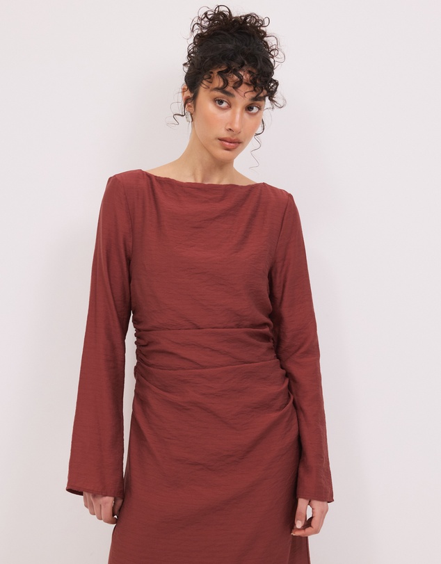 Calli - Lydia LS Ruched Midi Dress