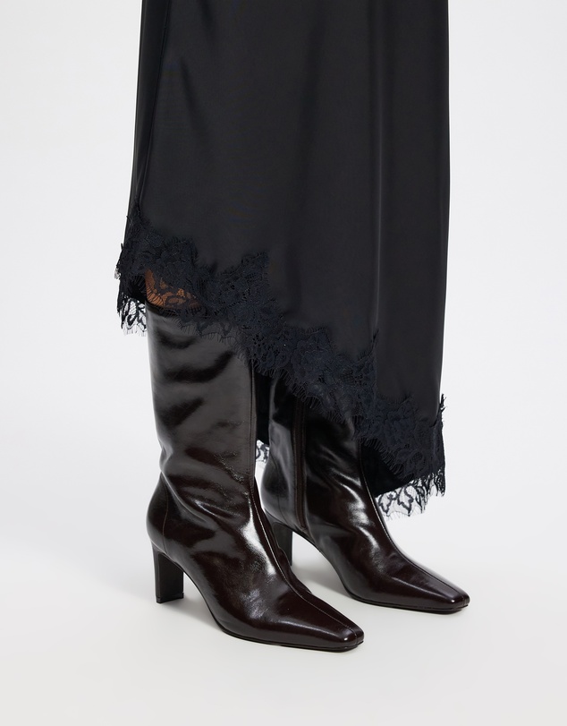 AERE - Anais Square Toe Heeled Leather Ankle Boots