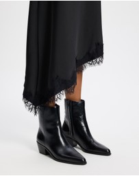 AERE - Smooth Leather Cowboy Ankle Boots