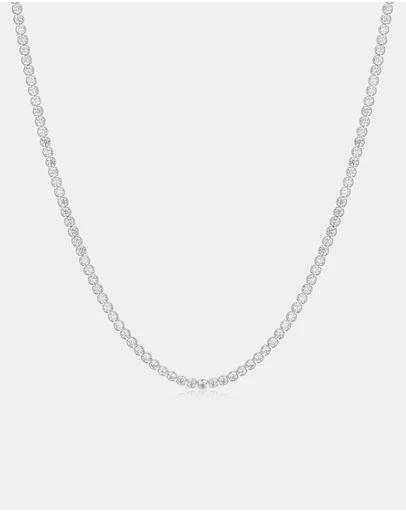 Ania Haie - Silver Half-Bezel Round Tennis Necklace