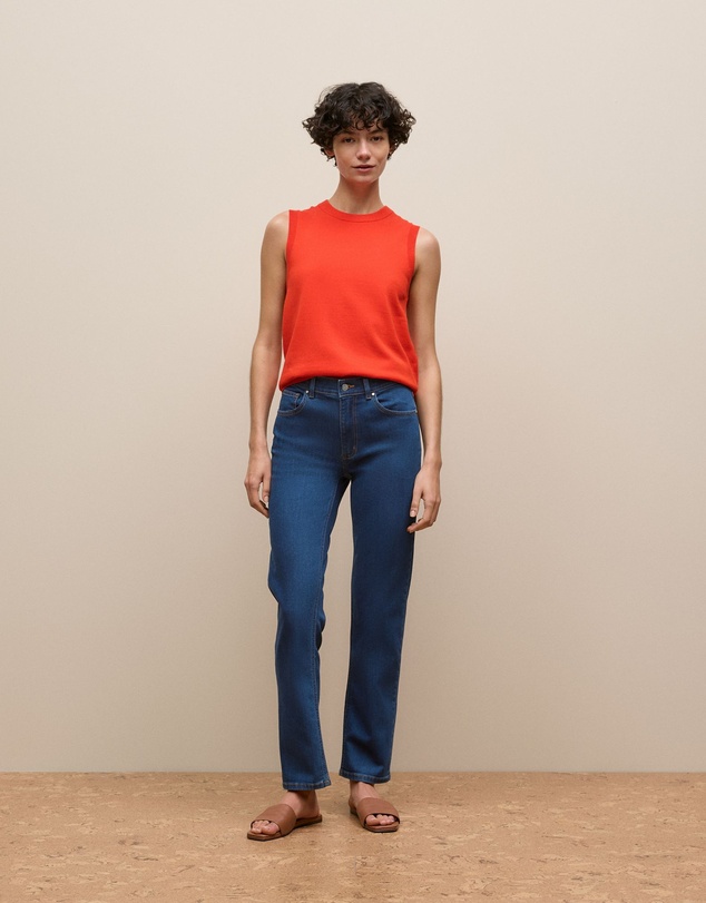 Trenery - Mid Rise Straight Leg Jean in Mid Blue Denim