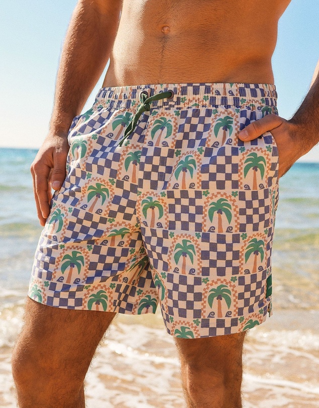 Skwosh - Palm Check Party Everyday Shorts in White