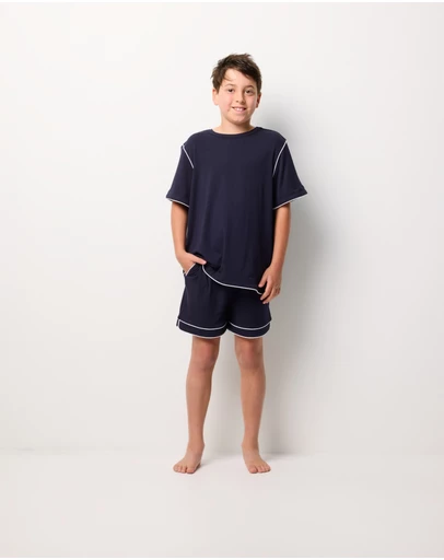 Wanderluxe Sleepwear - Jones TENCEL™ Modal Boxer shorts & Navy Tee Set (Boys)