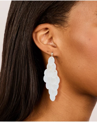 Lovisa - White Genuine Shell Waterfall Drop Earrings