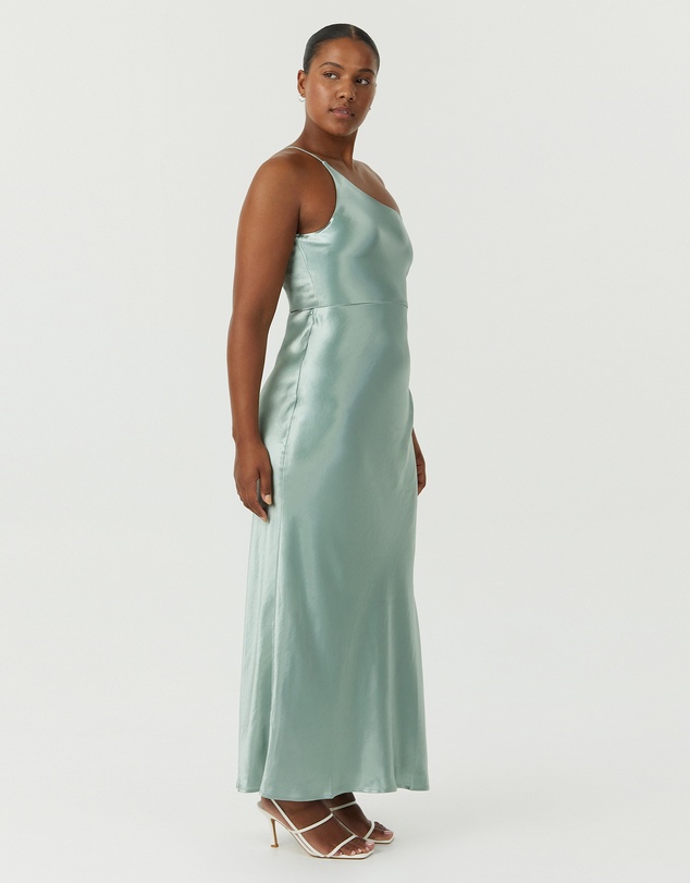 Third Form - Satin Gather One Shoulder Dress