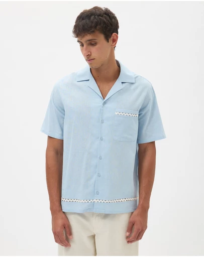 AERE - Linen Blend Trim Shirt