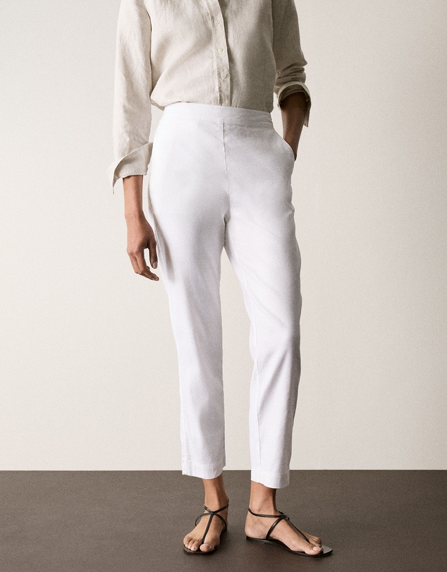Trenery - Stretch Linen Blend Pull On Pant in White